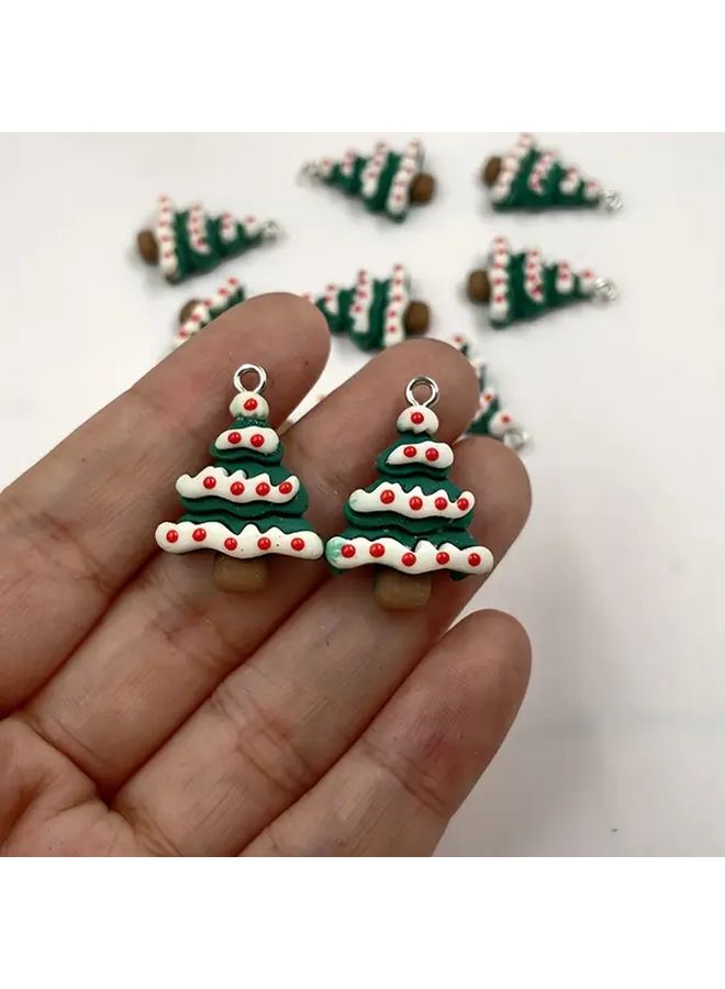10pcs Mini Christmas Tree Resin Charms For DIY Jewelry Kawaii Holiday Crafting - Image 2